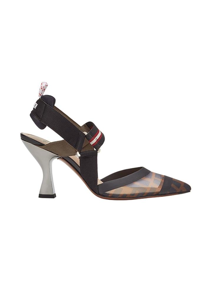 Fendi Zucca Sports Band Slingback Pumps - Brown