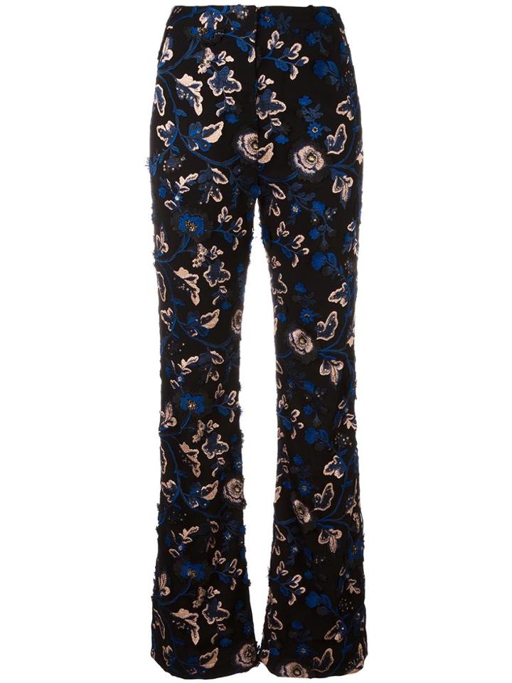 Self-portrait Embroidered Flared Trousers - Black
