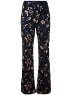 Self-portrait Embroidered Flared Trousers - Black