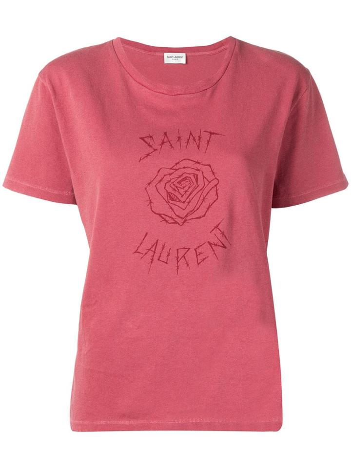 Saint Laurent Barbed Roses T-shirt - Red