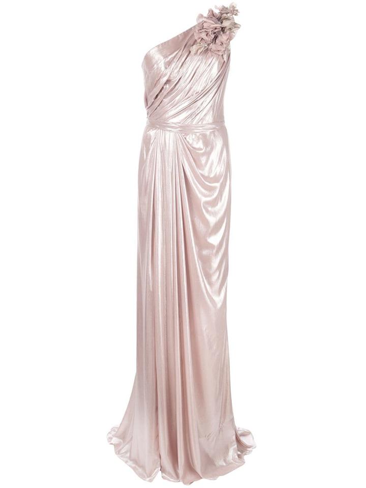 Marchesa One-shoulder Ruched Dress - Pink
