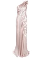 Marchesa One-shoulder Ruched Dress - Pink