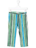 Il Gufo Striped Print Trousers, Girl's, Size: 8 Yrs, Green