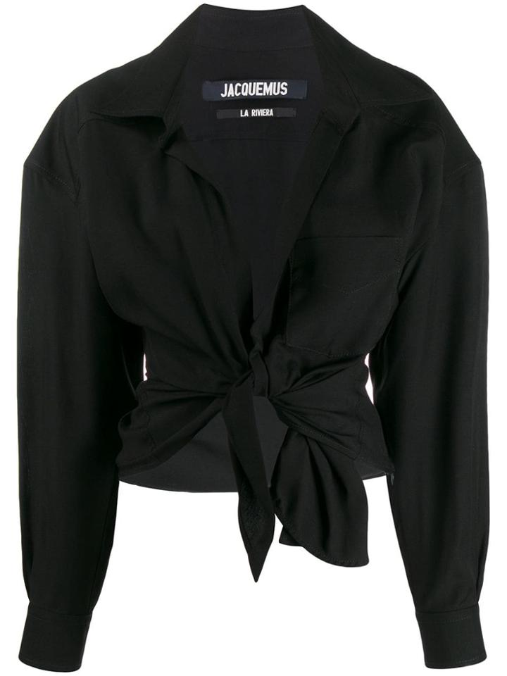 Jacquemus Billowing Front-tie Blouse - Black