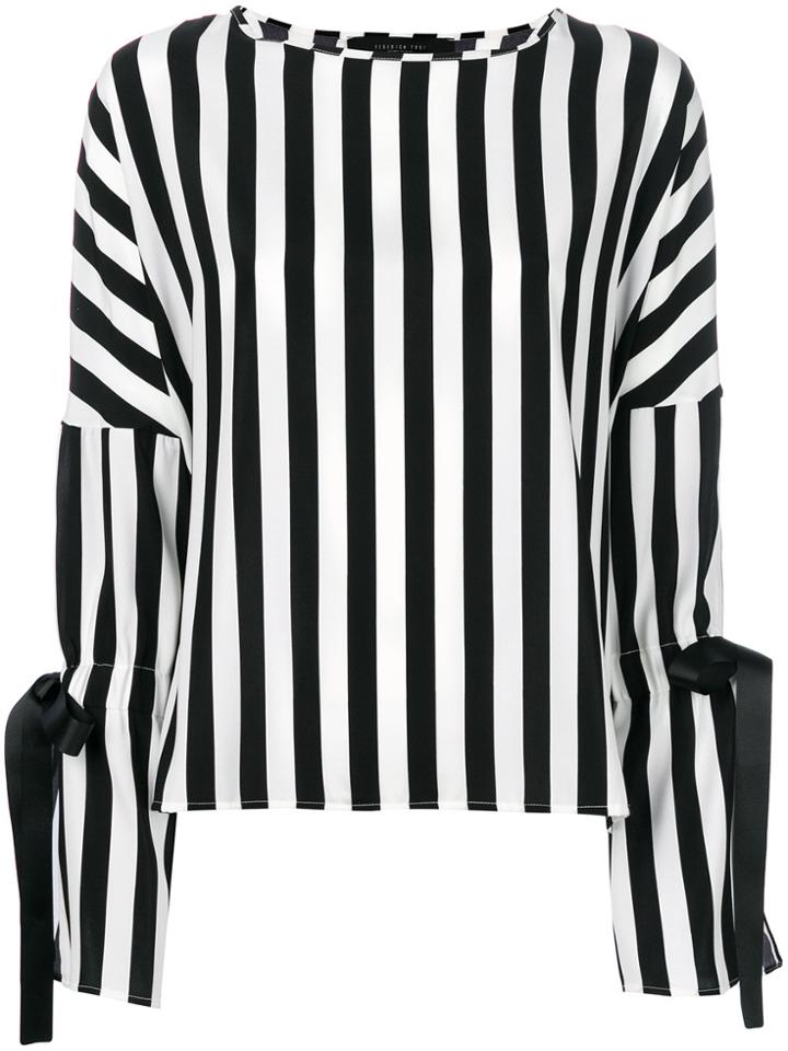 Federica Tosi Striped Tie Cuff Blouse - Black