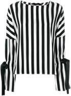 Federica Tosi Striped Tie Cuff Blouse - Black