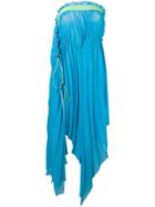 Unravel Project Draped Strapless Dress - Blue