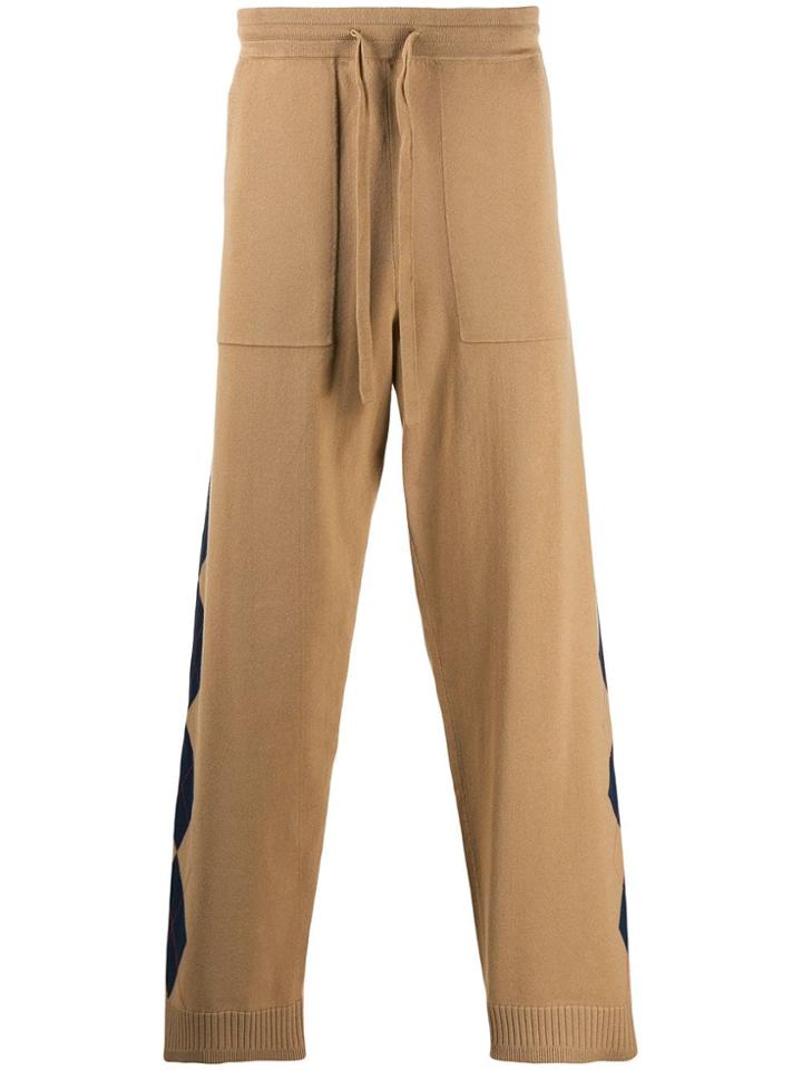 Pringle Of Scotland Argyle Knit Track Pants - Neutrals