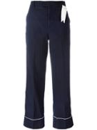 The Gigi - Contrast Trim Trousers - Women - Cotton - 40, Women's, Blue, Cotton
