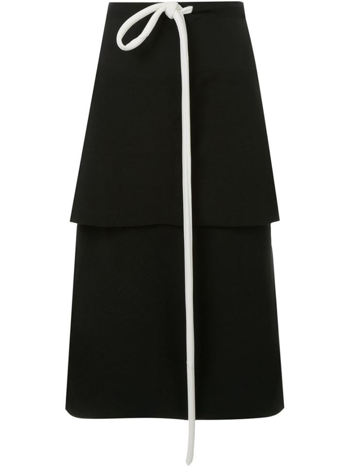 Christopher Esber Tiered Tie-up Skirt, Women's, Size: 6, Black, Silk/polyester/spandex/elastane