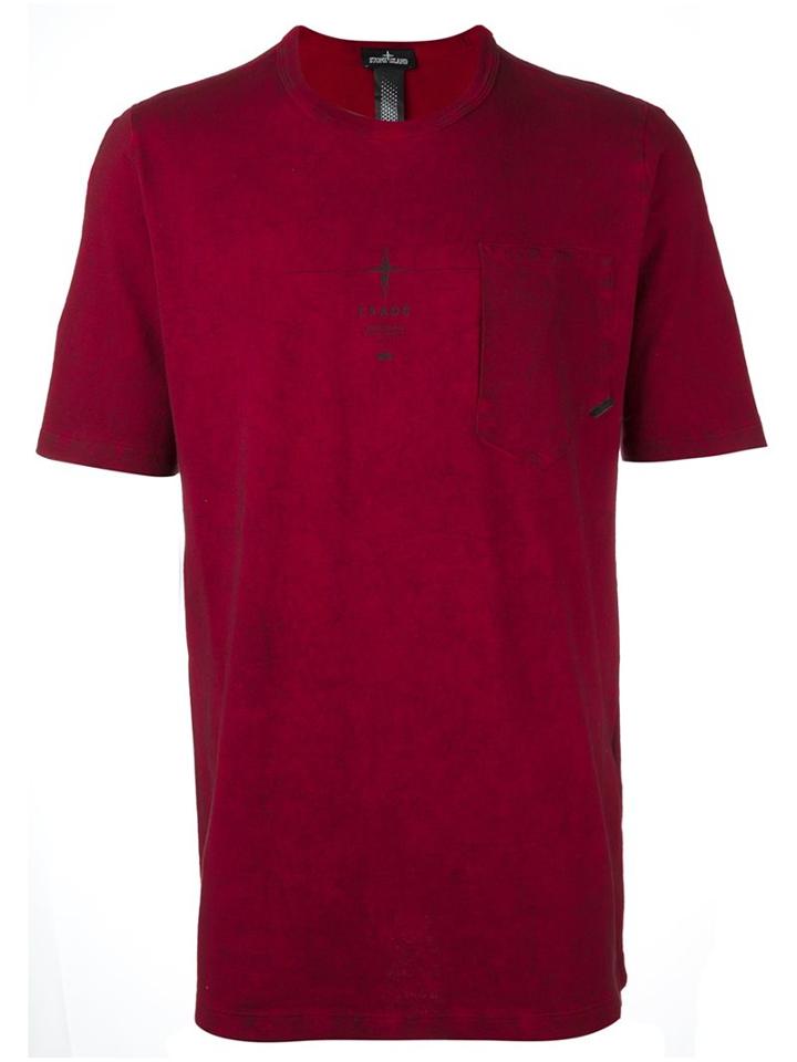 Stone Island Shadow Project Chest Pocket T-shirt, Men's, Size: Large, Red, Cotton