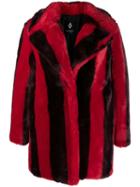 Marcelo Burlon County Of Milan Striped Faux-fur Coat - Red