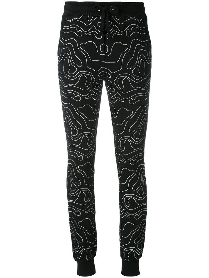 Zoe Karssen Embroidered Sweatpants, Women's, Size: Medium, Black, Cotton