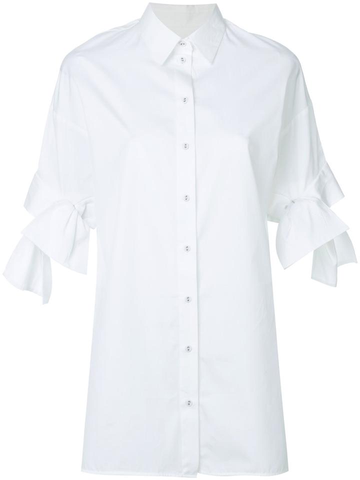 Victoria Victoria Beckham - Knotted Shortsleeved Shirt - Women - Cotton - 6, White, Cotton