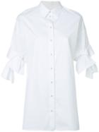 Victoria Victoria Beckham - Knotted Shortsleeved Shirt - Women - Cotton - 6, White, Cotton