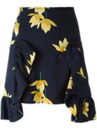 Marni Ruffled Hem Floral Skirt, Women's, Size: 42, Blue, Viscose/silk