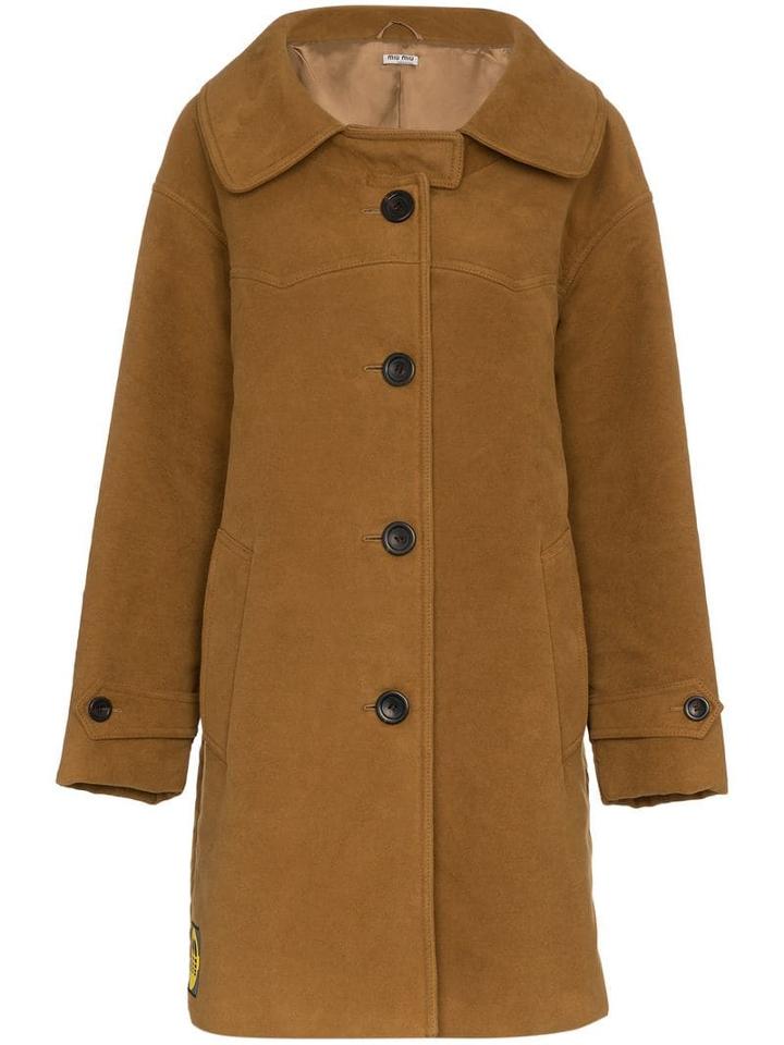 Miu Miu Moleskin Coat - Brown
