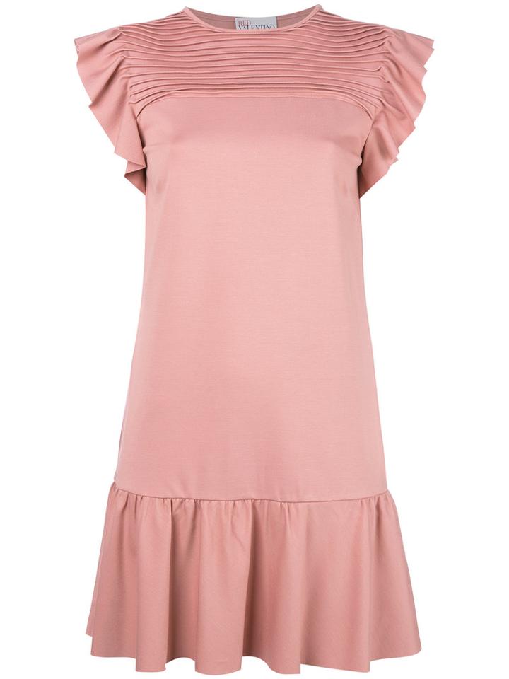 Red Valentino - Ruffled Sleeves Mini Dress - Women - Polyamide/spandex/elastane/viscose - Xs, Pink/purple, Polyamide/spandex/elastane/viscose