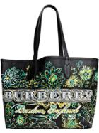 Burberry Doodle Print Medium Reversible Tote Bag - Black