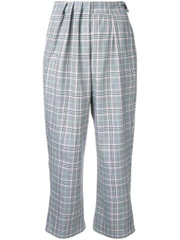 Gwen Salakaia - Checked Cropped Trousers - Women - Cotton/polyester - 0, Grey, Cotton/polyester