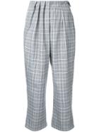 Gwen Salakaia - Checked Cropped Trousers - Women - Cotton/polyester - 0, Grey, Cotton/polyester