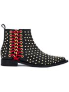 Alexander Mcqueen Braided Chain Studded Ankle Boots - Black