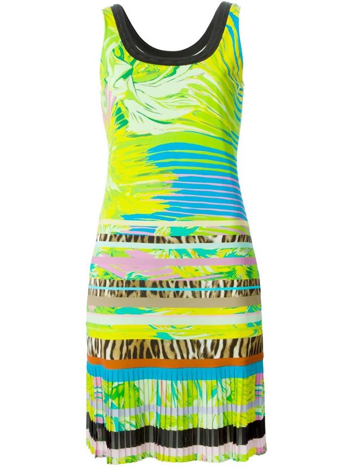 Roberto Cavalli Pleated Hem Multi Print Dress