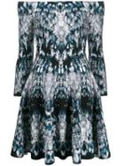 Alexander Mcqueen Off-shoulder Printed Dress - Blue