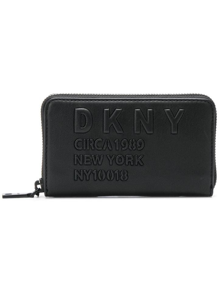 Dkny Logo Zip-around Wallet - Black