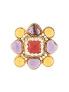 Chanel Pre-owned Glass Stones Rhinestone Brooch - Gold