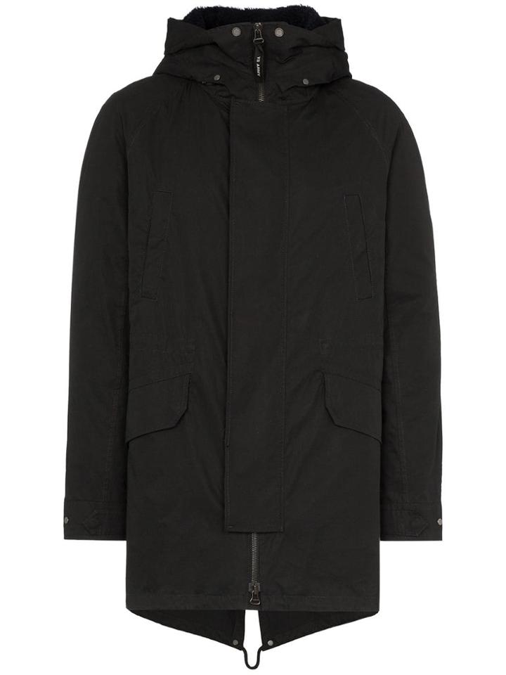 Yves Salomon Hooded Parka Jacket - Black