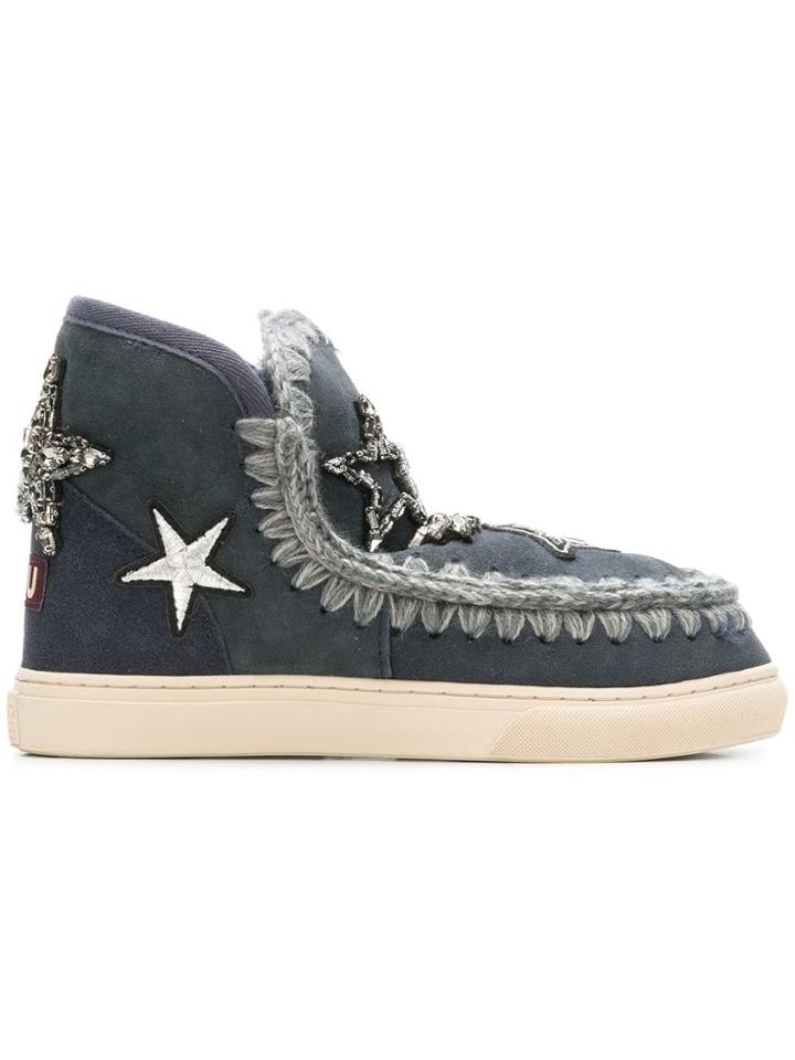 Mou Star Embellished Boots - Blue