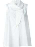 Kenzo Pleated Collar Sleeeless Shirt, Women's, Size: 36, White, Cotton