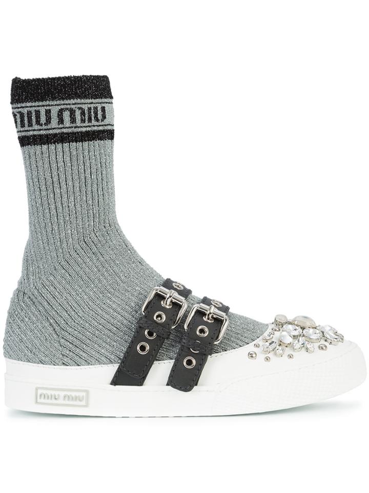 Miu Miu Sock Insert Sneakers - Grey