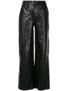 Nanushka Crocodile Embossed Faux Leather Trousers - Black
