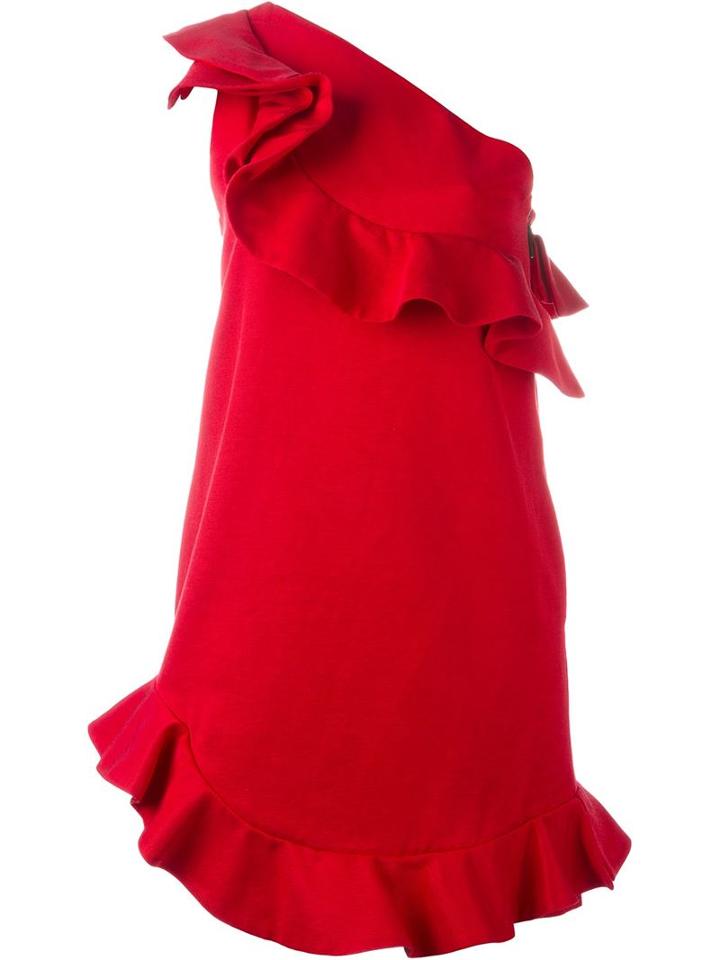 Msgm One Shoulder Ruffled Dress