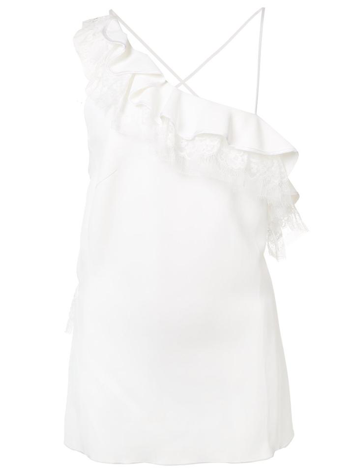 Adam Lippes Asymmetric Ruffle Tank, Women's, Size: 2, White, Viscose