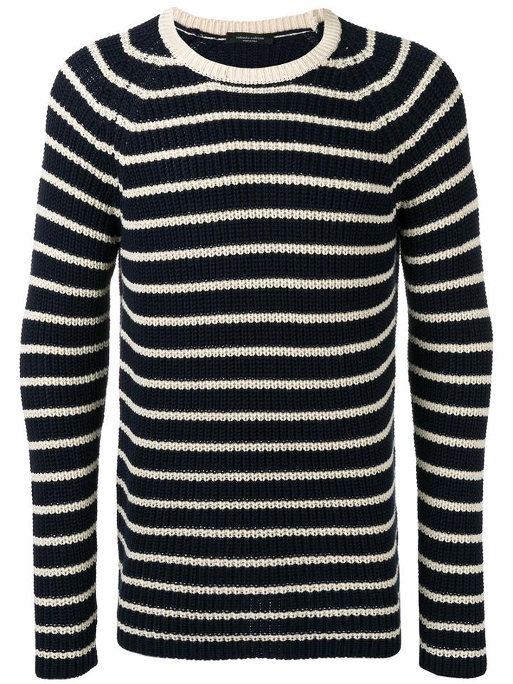 Roberto Collina Striped Top, Men's, Size: 48, Blue, Cotton