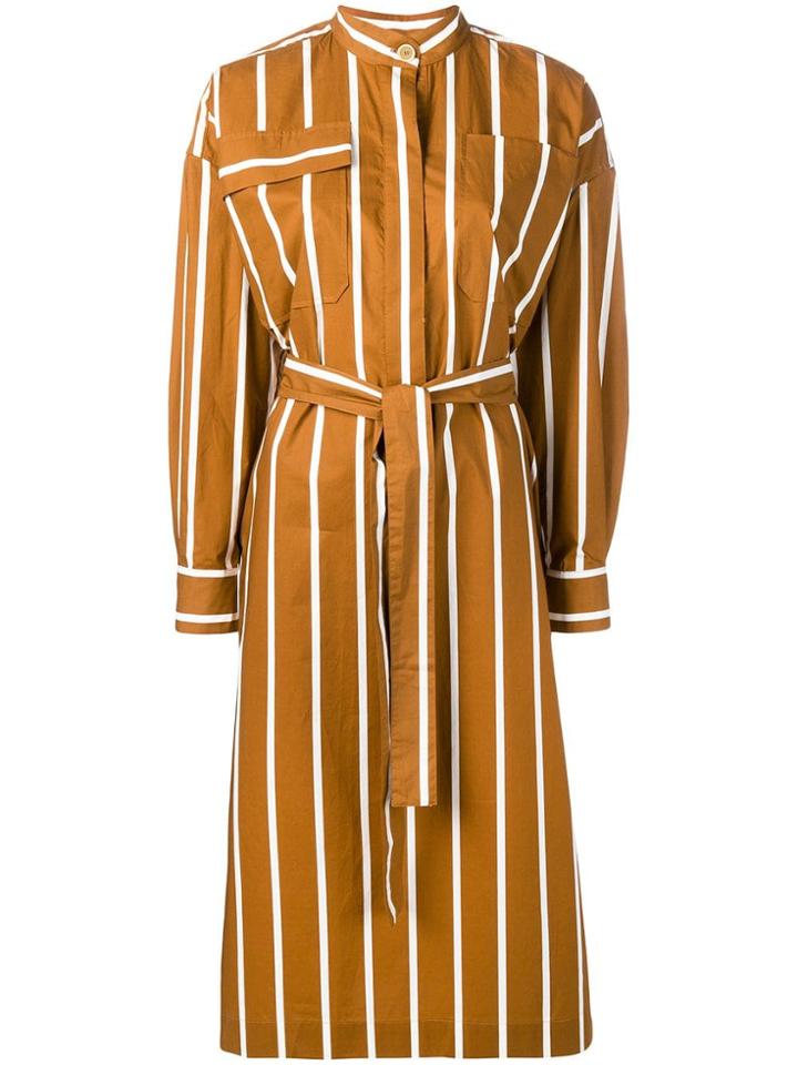 Erika Cavallini Striped Shirt Dress - Brown