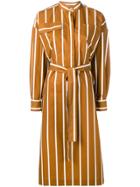 Erika Cavallini Striped Shirt Dress - Brown