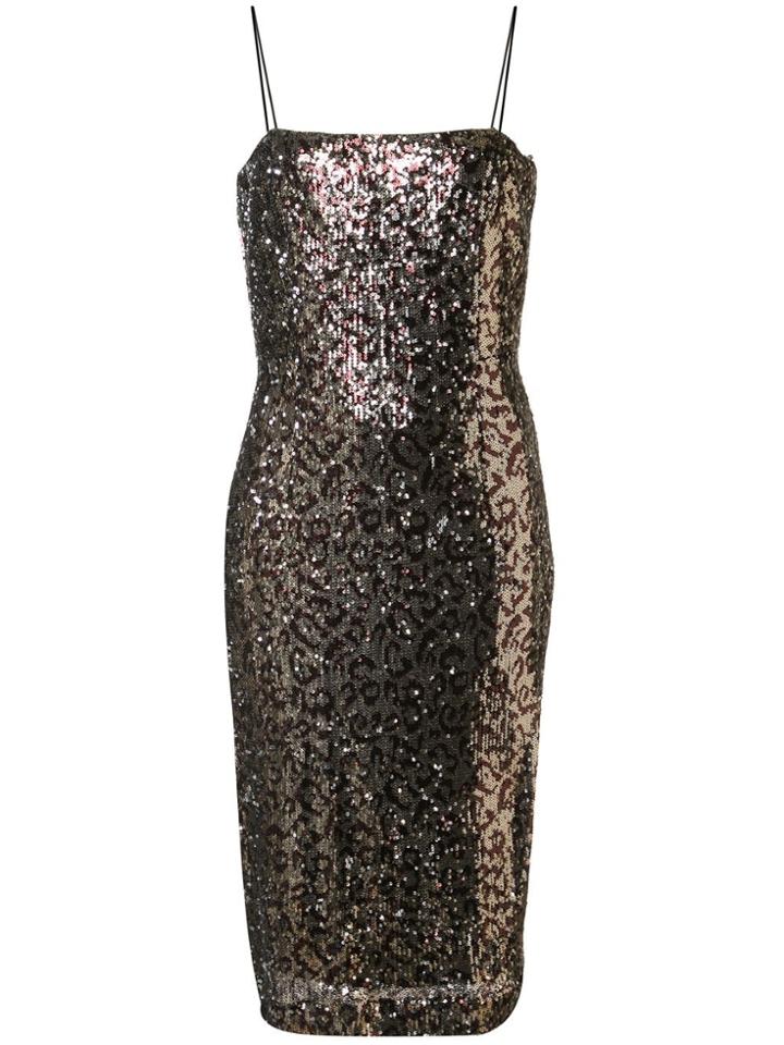 Milly Leopard Print Glitter Dress - Gold