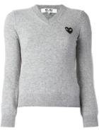 Comme Des Garçons Play Embroidered Heart Jumper, Women's, Size: Xs, Grey, Wool