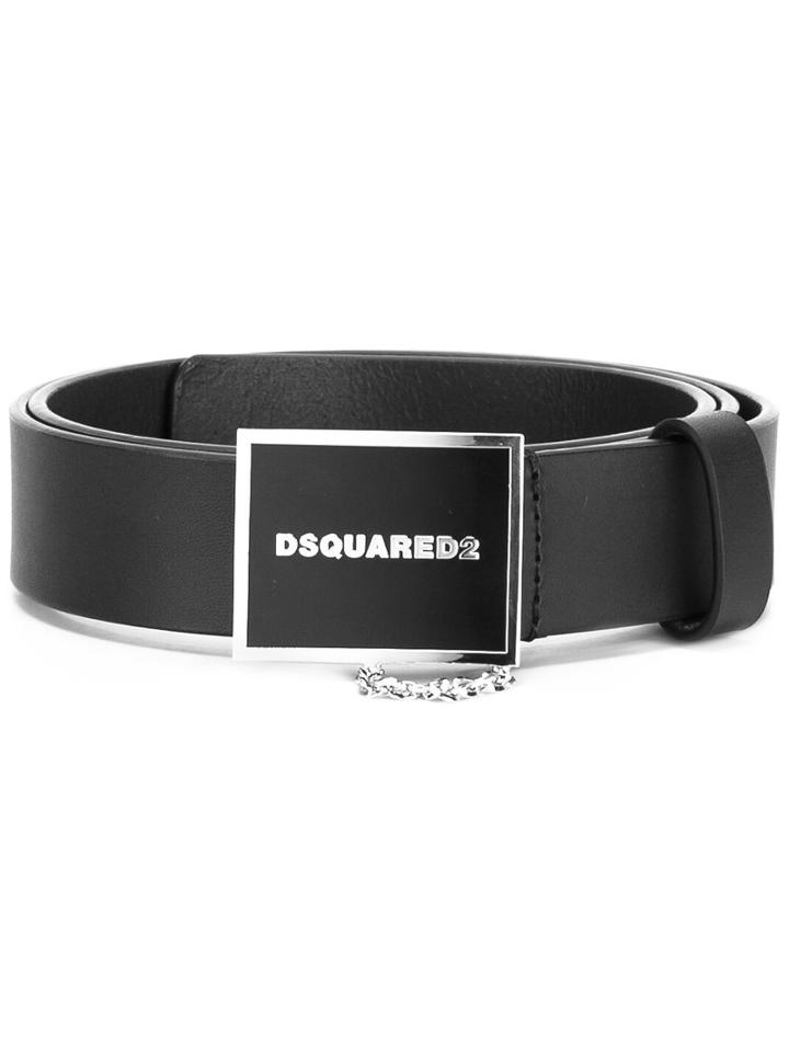Dsquared2 Squared Logo Buckle Belt, Women's, Size: 90, Black, Leather
