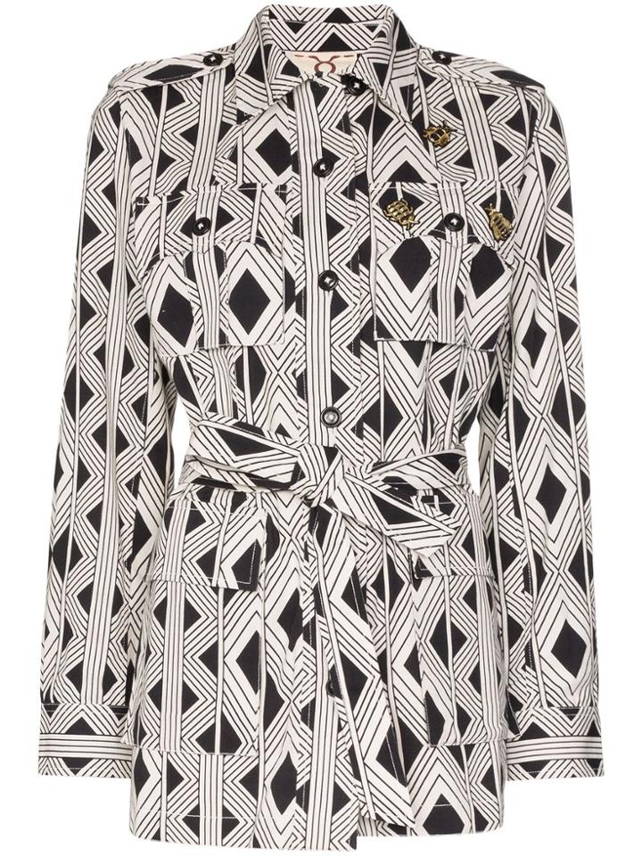 Figue Geometric Print Jacket - Black