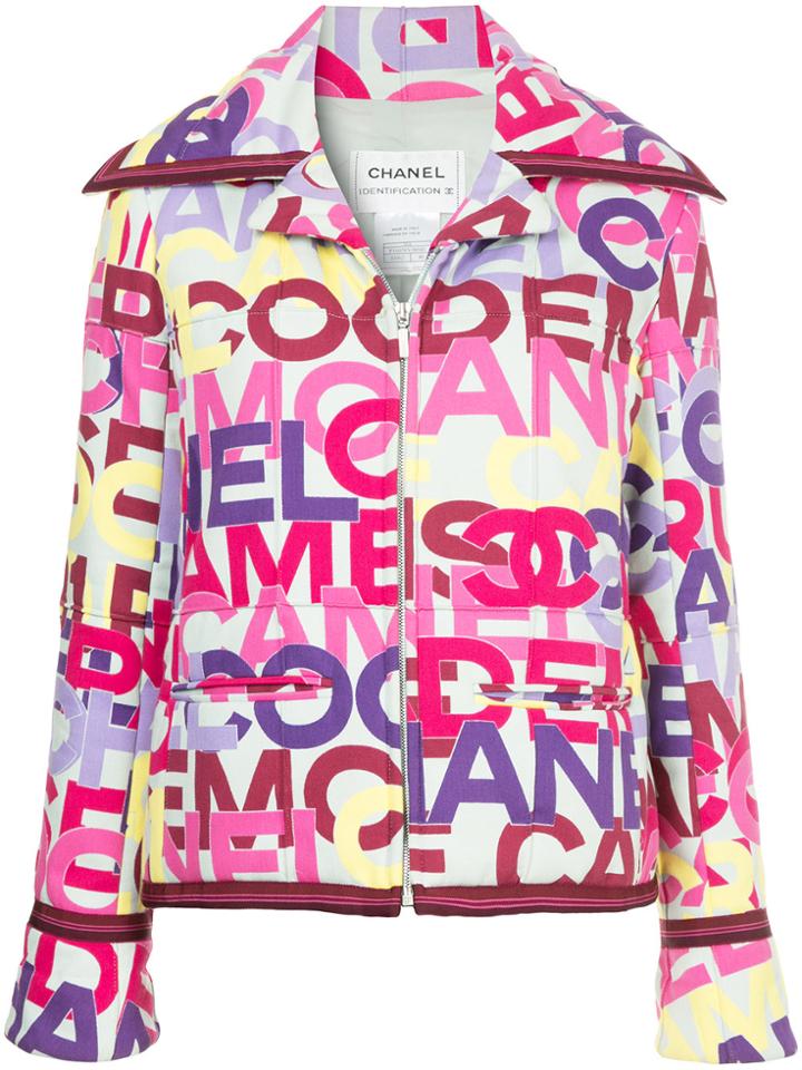 Chanel Vintage Logo Print Padded Jacket - Blue