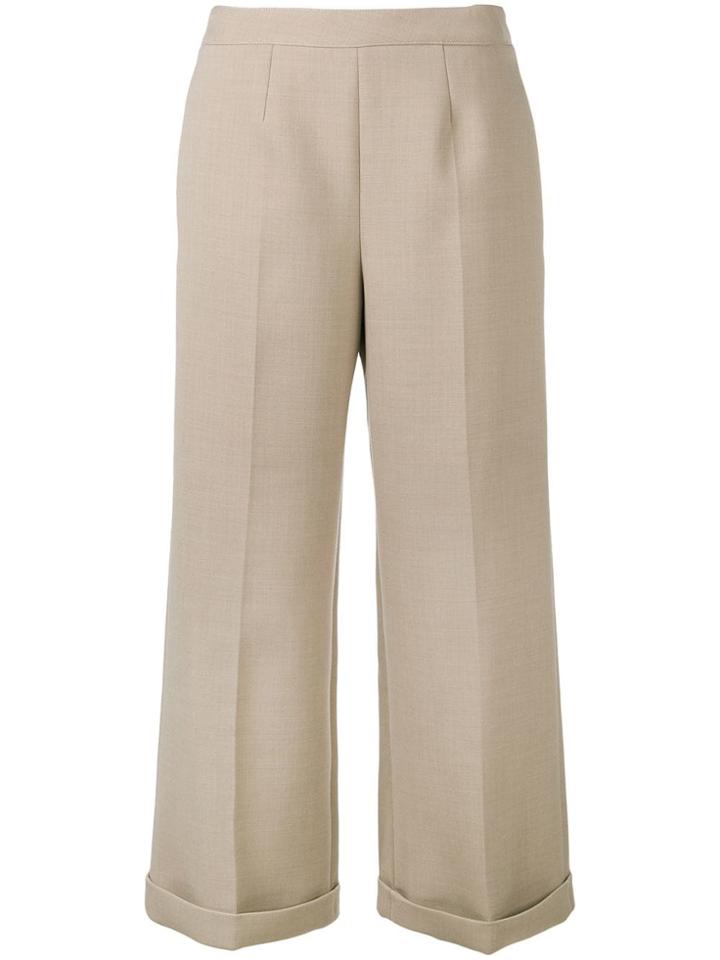 Mm6 Maison Margiela Cropped Wide Leg Trousers - Neutrals