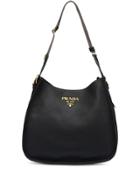 Prada Front Logo Hobo Bag - Black