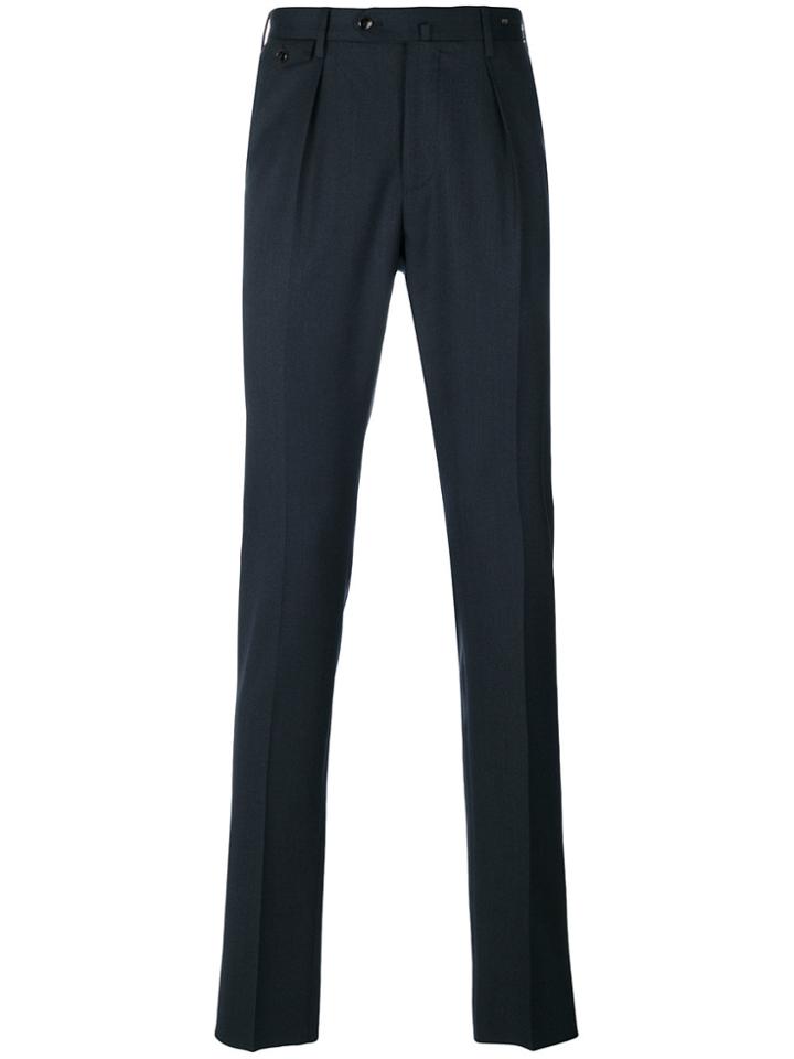 Pt01 Front Pleat Tailored Trousers - Blue