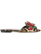 Dolce & Gabbana Embellished Slide Sandals - Brown
