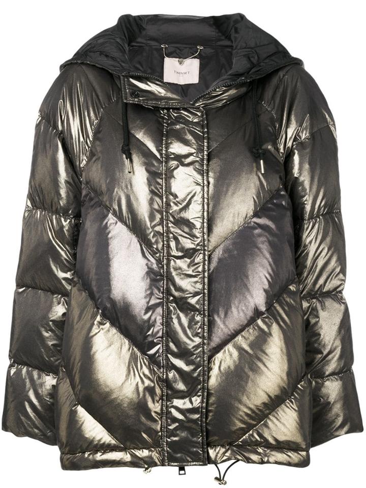 Twin-set Metallic Puffer Jacket